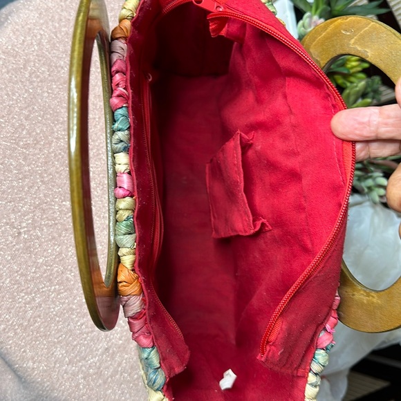 Cappelli Straworld Tote Handbag Purse Red Multicolor - Picture 8 of 9